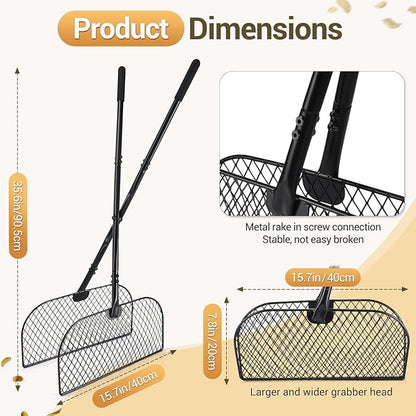 CAROD Leaf Grabber Rake with Long Handle, Lightweight Metal Leaves Rakes, Leaf Collector for Gardening, Leaf and Grass Picker Upper, Efficient and Labor-Saving Yard Rake Leaf Grabber No Bending Over