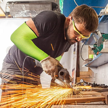 JaGely 6 Pairs Level 5 Cut Resistant Sleeves with Thumb Hole 18 Inches Arm Protection Sleeve Farmer Gardening (Green)