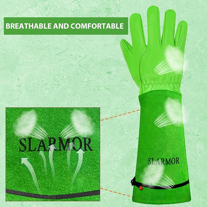Long Gardening-Gloves Women/Men-Thorn proof Rose Pruning Heavy Duty Gauntlet-L