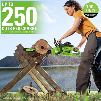 Greenworks 40V 18" Brushless Cordless Chainsaw (Great For Tree Felling, Limbing, Pruning, and Firewood / 75+ Compatible Tools), Tool Only