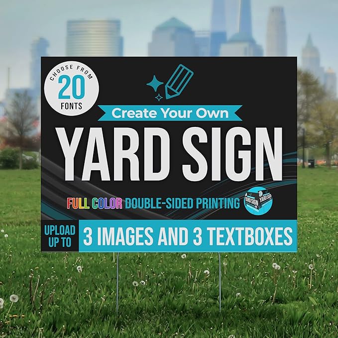 24x18" Double Sided Custom Yard Sign with Metal Stakes, Personalized Full Color Corrugated Yard Sign for Outdoors, Front and Back Custom Printed Personalized Lawn Signs (Design 7)