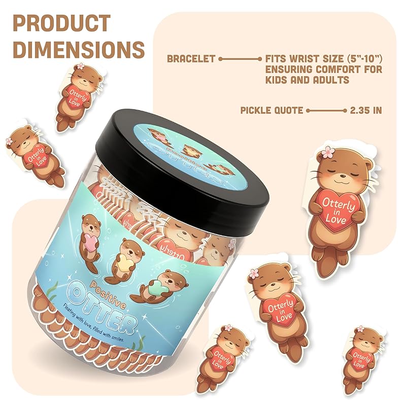 Positive Otter Jar With 60 Daily Affirmation Cards – Emotional Support Otter Gifts – Stress Relief Cute Mini Otter Decor – Fun Gifts For Teens Girls Boys – Inspirational Otter Birthday Card