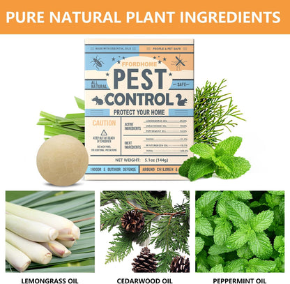 Pest Control Balls - Peppermint Pest Repellent for Mouse, Mice, Rats, Ants, Roaches, Moths & More - Strong Repel Indoor & Outdoor Mouse & Mosquito Deterrent - 8 Balls