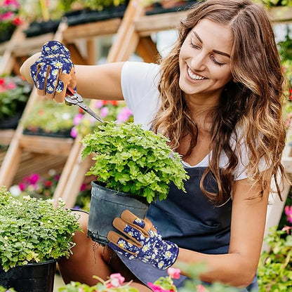 Womens Gardening Weeding Working Gloves, Leather Garden Glove for Women Thorn Proof No Stab for Digging, Planting,Pruning