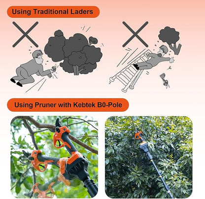 Kebtek Electric Pruning Shears 40mm with 4000mAh Batteries, Battery Power Pruners Cordless 1.6'' Electric Snippers Secateurs Professional Tool for Gardening Heavy Duty