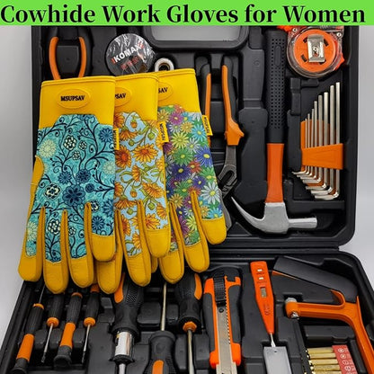 Thorn Proof&Puncture Resistant Gardening Gloves with Grip,Garden Gloves for Women, Leather Work Gloves,Gifts