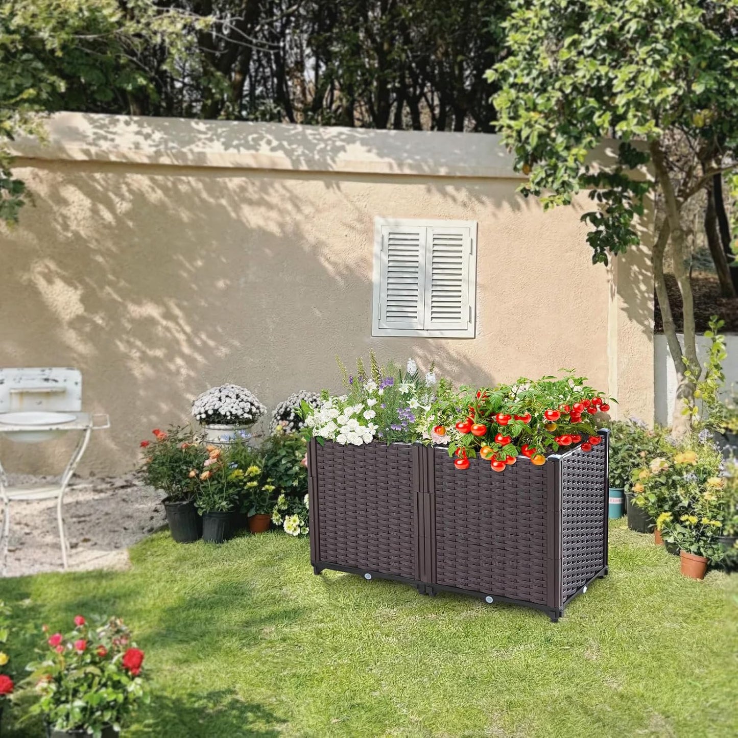 Raised Garden Bed, Planters for Outdoor Plants Raised Beds for Gardening, Plastic Planter Raised Beds for Planting Outdoor Plant Vegetables, Flowers, Fruits and Plants, 31.5"(L) x 15.7"(W) x 20.4"(H)