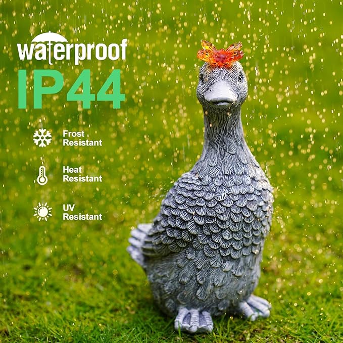 Solar Garden Statue Goose Figurine – Outdoor Decoration with Butterfly for Garden Yard Lawn Home Decor Outside : Unique Gifts for Mom Grandma