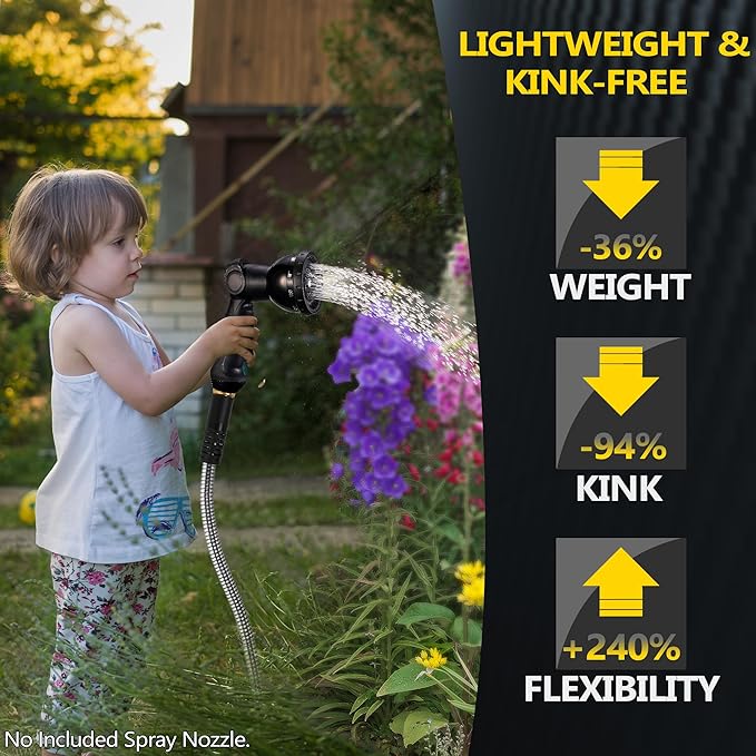 50 ft ft Stainless Steel Garden Hose - 2025 Upgraded Metal Water hose - Flexible Water Hose Pipe with Latex Core, 3/4" Solid Brass Connectors - No-Expandable Garden Hoses