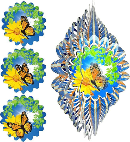 Animated Butterfly Wind Spinner | Stainless Steel Kinetic Wind Spinners 3D Hanging Sculpture, Outdoor Garden Decoration, Gift for Women/Mom/Wife/Grandma &Holiday