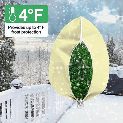 Plant Covers for Winter Tree Covers Freeze Protection, 78.7" X 94.4" Large Frost Blankets for Outdoor Plants with Zipper Drawstring, Fig Tree Plant Jacket Covers Cold Weather Protection Bags