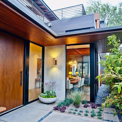 RGB Outdoor Wall Light LED Exterior Lighting Fixtures with Remote Control or App Control, 7" Handmade Gold Outdoor Sconce Lights for House Front Door Garage Patio Porch