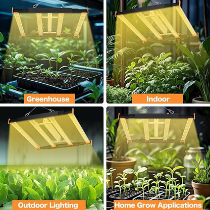 Grow Lights for Indoor Plants, 320W LED Grow Light, 3x3ft Coverage Full Spectrum Daisy Chain Growing Light, Dimmable & Retractable Bar Style Grow Lamp for Greenhouse Vegetable Flower