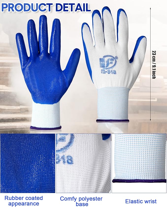 Honeydak 36 Pairs Gardening Gloves for Men Women Breathable Rubber Coated Garden Gloves