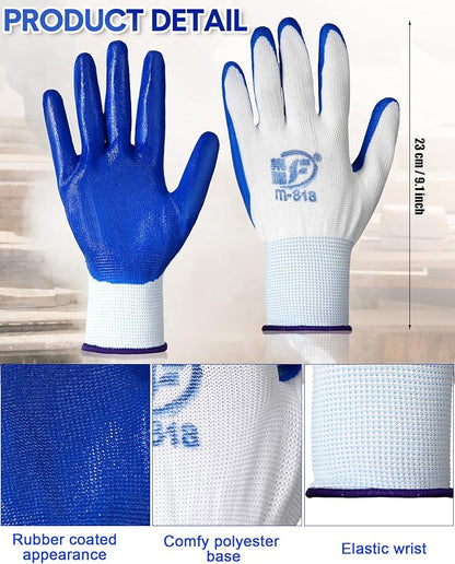 Honeydak 36 Pairs Gardening Gloves for Men Women Breathable Rubber Coated Garden Gloves