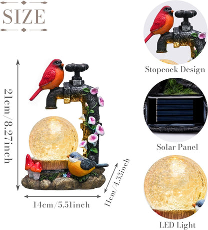 TERESA'S COLLECTIONS Garden Decor for Outside Red Cardinal Bird Statues with Outdoor Solar Lights, Resin Garden Sculptures & Statues for Lawn Porch Yard Decor, Valentines Gifts for Women Mom,8.3"