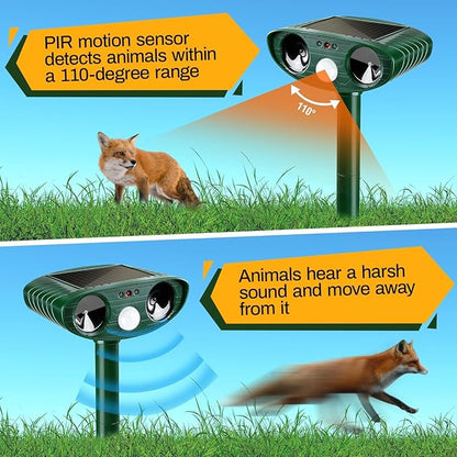 4 Pack Ultrasonic Animal Repellent Outdoor Deer Repellent Devices Ainimal Deer Cat Deterrent with Motion Sensor to Repel Squirrel Dog Rabbit Raccoon Repellent for Yard Garden