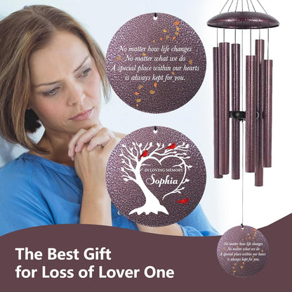 Personalized Cardinal Sympathy Wind Chimes, Deep Tone 30/36/45 inch Wind Chimes Sympathy Gifts for Loss of Loved One, in Loving Memory Windchimes for Loved Ones Lost, Garden Decor