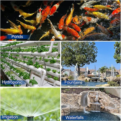 OYO WATER Outdoor 3000gph-155W 32.8FT Pond Water-fall & Kio Fish Fountain-s &Garden Pump Submersible IPX8: Long 32.8FT Cord Smart-er & Quieter Duck & Yard Ponds Pumps, 1 Barrier Pump Bag