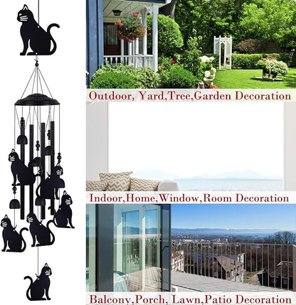 Cats Wind Chimes Outdoor, Memorial Wind Chimes, Mobile Cats Bells, Music Wind Catcher, Cat Wind Chime for Home, Tree, Yard, Patio, Garden Decoration, Festival Gifts for Mom, Xmas Gifts for Cat Lovers