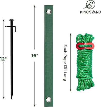 Kingsyard Heavy Duty Tree Stake Kit, 6 Pcs 12 Inch Steel Tree Stakes and Supports for Leaning Young Trees Straightening Kit Against Bad Weather, with 6Pcs Straps & 6Pcs 13ft Anchor Ropes