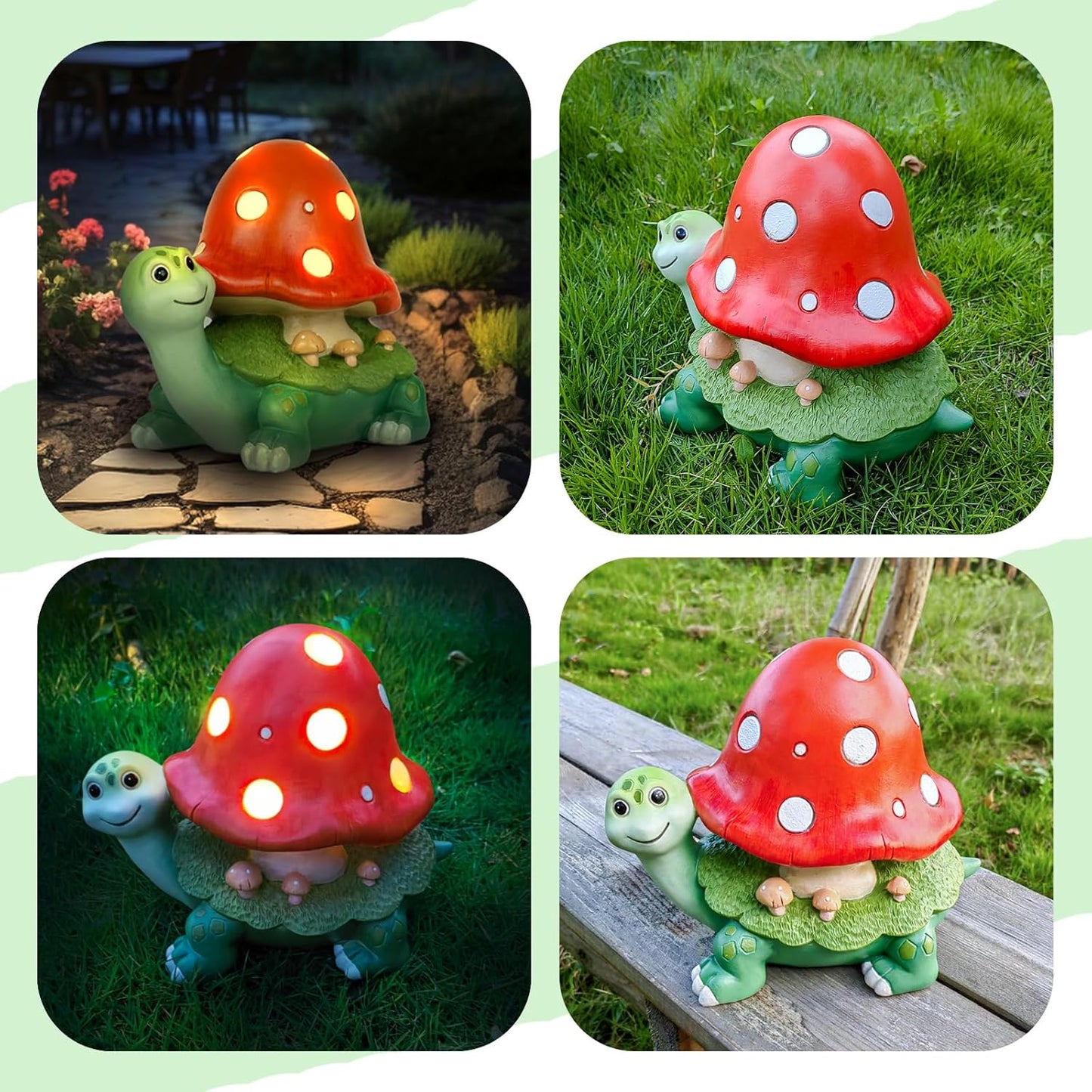 Turtle Gifts for Women, Solor Statue for Garden, Turtle and Mushroom Figurine with Lights, Outdoor Decorations for Yard Lawn Patio, Gifts for Mom Grandma Mother in Law Gardener Mother'Day