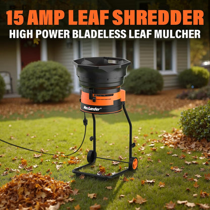 MAXLANDER Electric Leaf Mulcher/Shredder, 15 Amp 8400 RPM, 18:1 Ratio, Adjustable Dial, with Goggles, Leaf Scoops/Gloves, 20 Cutting Lines-Portable Garden/Yard Grinder & Chipper for Wet/Dry Leaves