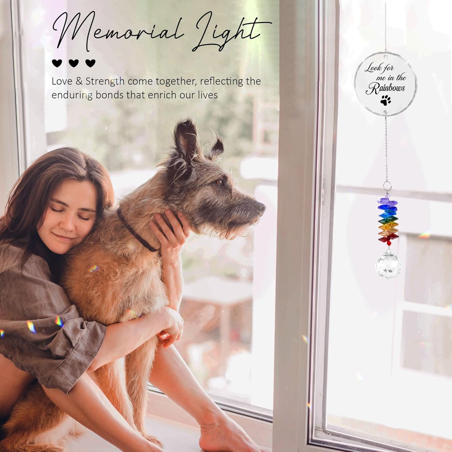 Pet Memorial Suncatcher - Pet Memorial Suncatchers - Dog Cat Loss Sympathy Gift - Rainbow Crystal Prism - Bereavement Keepsake - Pet Lover Gift - Daily Remembrance - Suncatcher Ornament