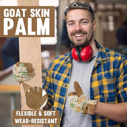 HLDD HANDLANDY Work Gloves for Women and Ladies, Leather Gardening Gloves Flexible Mechanic Working Gloves