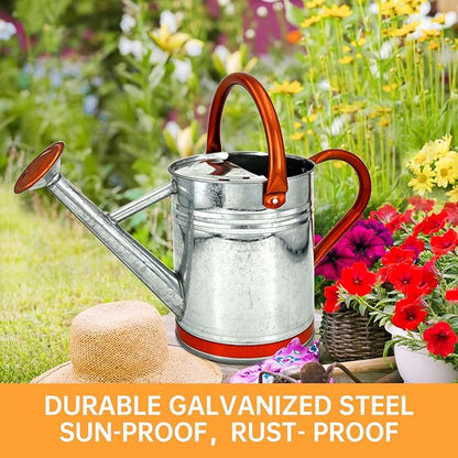 Metal Watering Can for Outdoor Plants, Galvanized Steel Watering Can with Removable spout, 1 Gallon,Perfect Home & Garden Décor Retro Zinc Hue