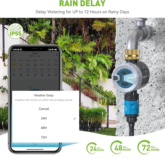 RAINPOINT Sprinkler Timer, Bluetooth Water Timer for Garden Hose, Smart Irrigation Controller, APP Remote Control (Bluetooth Connection)