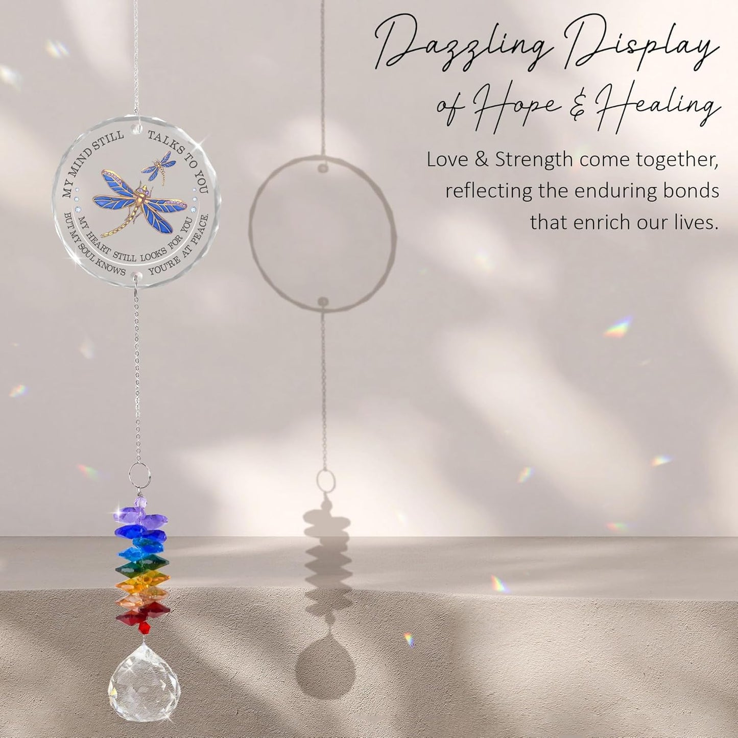 Memorial Suncatcher - Sympathy Gift for Loss of Loved One - Crystal Rainbow Maker - Bereavement Keepsake - Hanging Crystal Decor - Loss of Family Friend Pet - Suncatcher Ornament