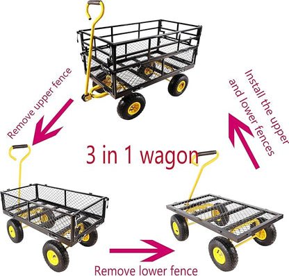 with a Four-Wheeled Trailer with a Double-Deck Detachable Side,The Steel Multifunctional Heavy-Duty net car can be Used in Farms,Warehouses and Other Places.