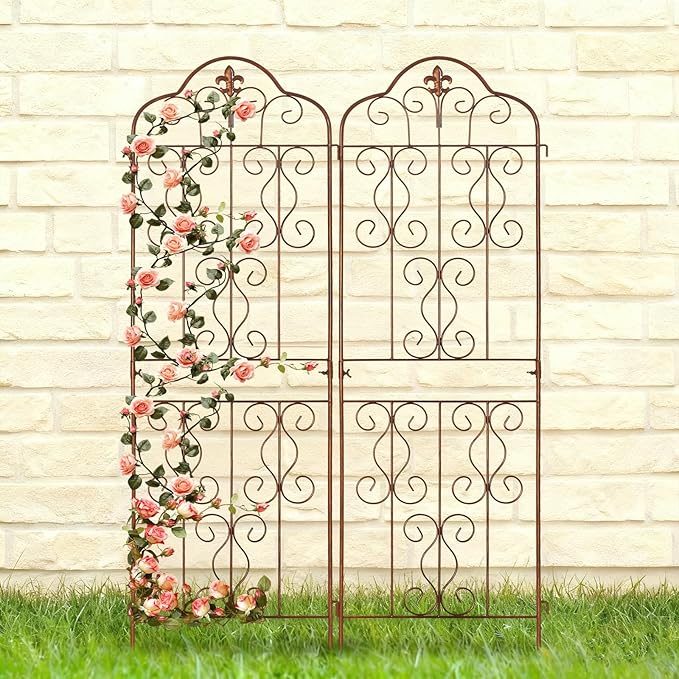 hogardeck 4 Packs 60 * 18 inch Metal Garden Trellis for Climbing Plants Outdoor,Heavy Duty,Gold Coating Rustproof Trellis for Rose, Vegetable, Flowers, Expandable,Perfect for Training Climbing Plants
