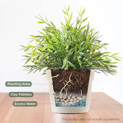 Self Watering Pots for Indoor Plants, 5+6+7 Inch 6 Pack Self Watering Planter with Reservoir for All Housplants Flowers Garden, Plastic Flower Pots for Succulents Planting Pot (Cream White)