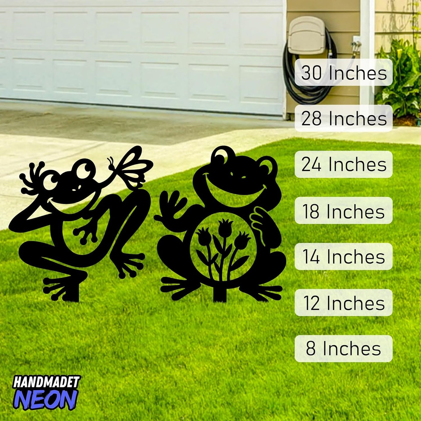 Personalized Frogs Garden Stakes Combo 2 Set, Custom Metal Gardening Markers, Decorative Outdoor Yard Sign, Art Decor Gifts for Animal Lovers, Grandmother, Grandfather, Mom, Dad