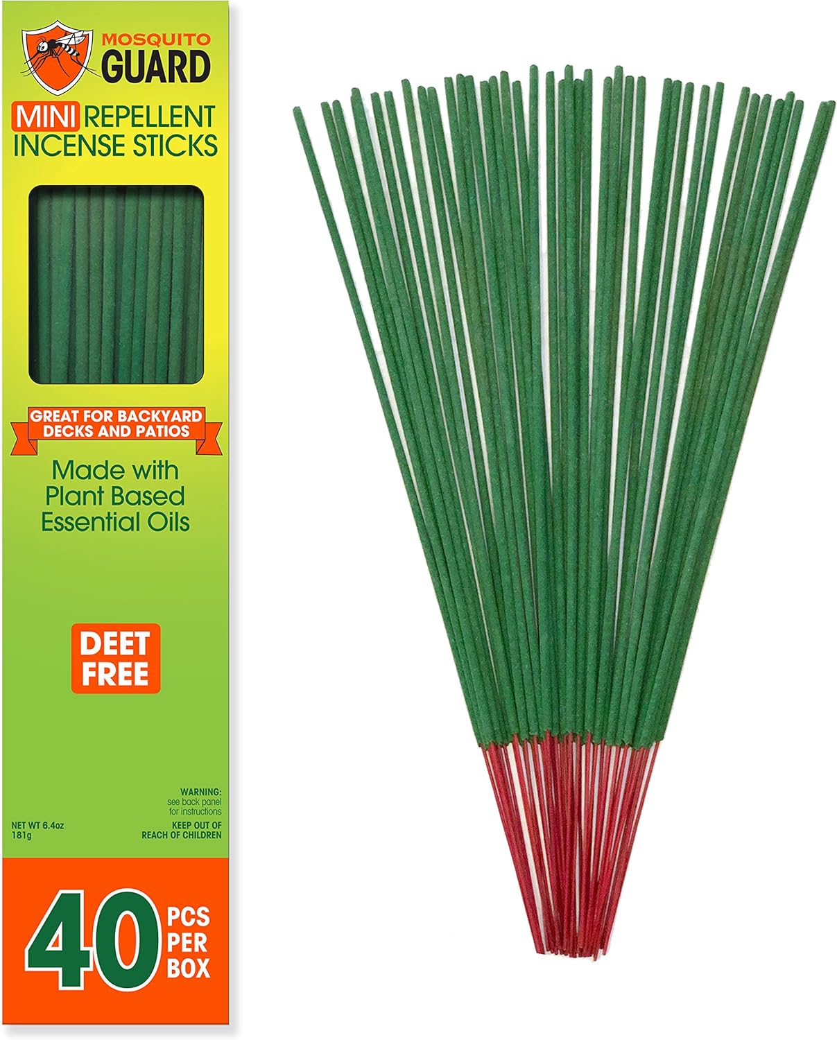 Mosquito Repellent Outdoor Patio Sticks 40 Pcs, 30Hrs Protection - Natural Mosquito Repellent Citronella Incense Sticks, Backyard Travel Camping Bug Repellent Outdoor & Indoors Gnat Mosquito Control