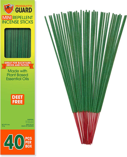 Mosquito Repellent Outdoor Patio Sticks 40 Pcs, 30Hrs Protection - Natural Mosquito Repellent Citronella Incense Sticks, Backyard Travel Camping Bug Repellent Outdoor & Indoors Gnat Mosquito Control