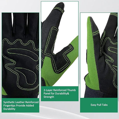 Gardening Gloves for Men and Women, Thorn Proof & Puncture Resistant Working Gloves, Gloves for Safety Work and Gardening, Gardening Gifts, Synthetic Leather Spandex Mechanic with Touchscreen Support