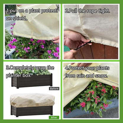 Plant Cover Freeze Protection, Winter Plant Covers, Plant Frost Cover, Tree Plant Freeze Protection Covers, Planter Plant Winter Frost Blanket with Zip Drawstring,4 Pack (39.3x17.7x15.7INCH)