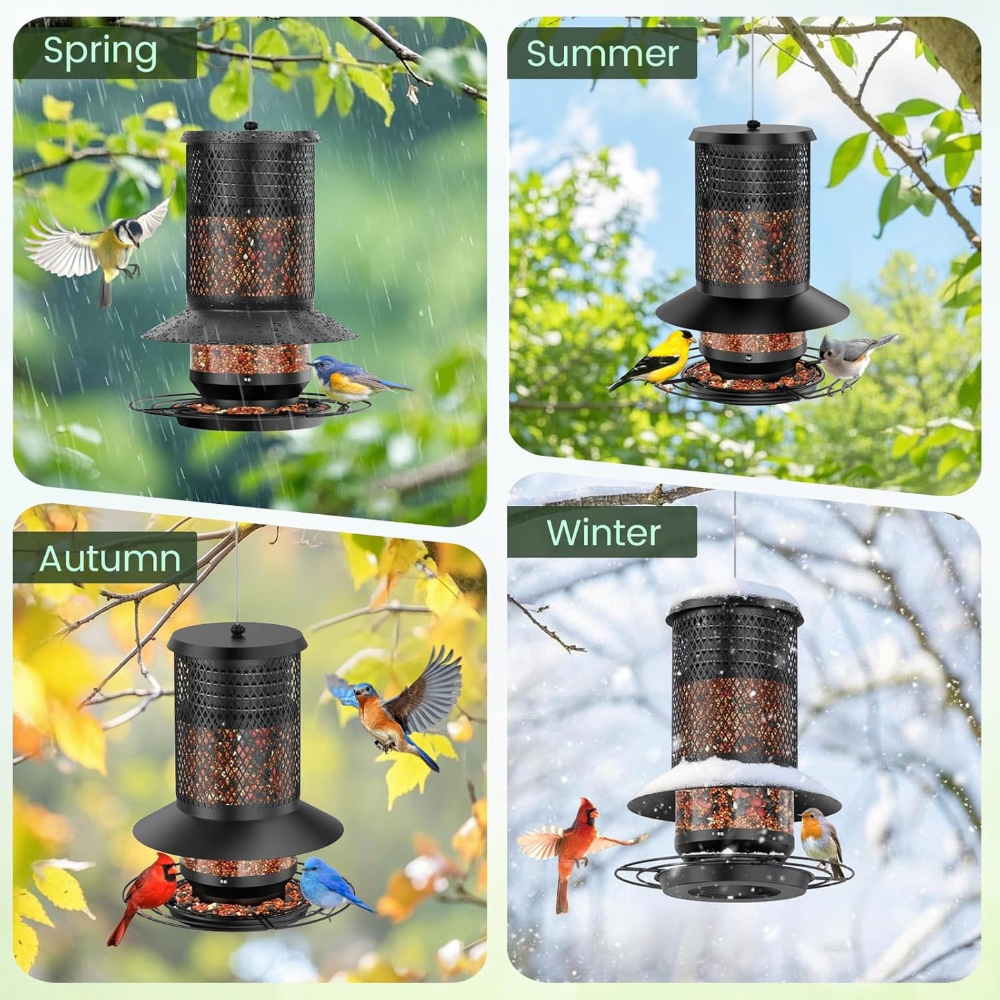 Large Metal Bird Feeders for Outdoors Hanging, Large Capacity Hanging Birdfeeder for Outside