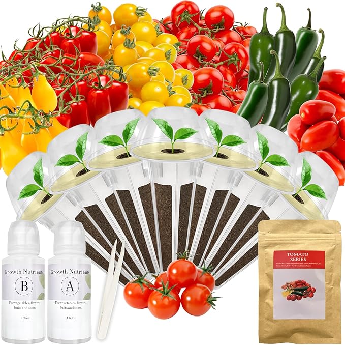 Tomato Seed Pod Kit for AeroGarden, idoo, Ahopegarden, MUFGA with Red Cherry/Golden Cherry Tomato, Roma/San Marzano/Yellow Pear Tomato and Jalapeno Pepper - Compatible with All Hydroponics (7-Pod)