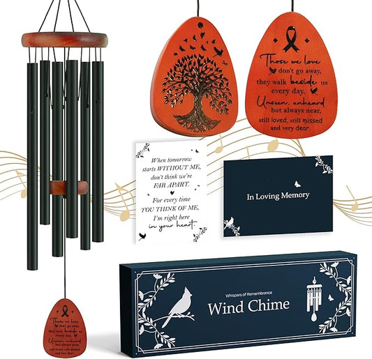 Sympathy Wind Chimes 37 inches Funeral Gift with Premium Packaging and Sympathy Card Memorial for Loss of a Loved One, Outdoor Bereavement Mom Dad Family