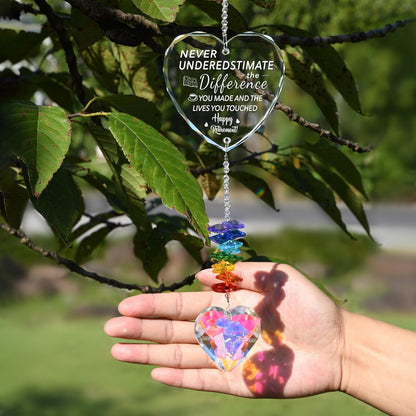 Happy Retirement Crystal Suncatcher Gifts for Women, Men - Window Hanging Crystal Heart Prism Sun Catcher Rainbow Maker Pendant