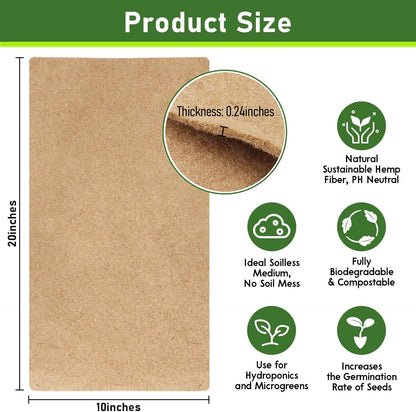 Legigo 24 Pack Jute Plant Grow Mat for Microgreens- 10" X 20" Hydroponic Grow Pads for 1020 Growing Trays, Hemp Fiber Mats Sprouting Pads Microgreens Growing Kit for Indoor Organic Wheatgrass Sprouts