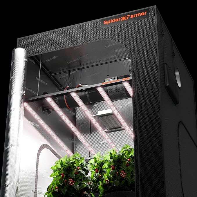 Spider Farmer SE7000 730W LED Grow Lights, Samsung LM301H EVO Diodes, 2025 Upgraded Remote App Control, 5x5ft Coverage Dimmable Daisy Chain Commercial Bar Style LED Growing Lamp, Vertical Farming