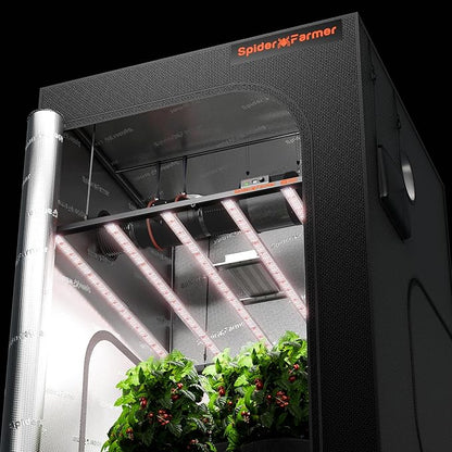 Spider Farmer SE7000 730W LED Grow Lights, Samsung LM301H EVO Diodes, 2025 Upgraded Remote App Control, 5x5ft Coverage Dimmable Daisy Chain Commercial Bar Style LED Growing Lamp, Vertical Farming
