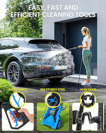 5000PSI Pressure Cleaner 4.0 GPM Adjustable Pressure,4.0 GPM Power Cleaner with Foam Cannon,4 Nozzles,33FT Hose and 500ml Soap Bottle for Home/Cars/Driveways/Patios/Fences(Blue)