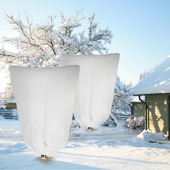 4 Pack Plant Covers Freeze Protection for Winter, 70.9''×47.2'' Frost Cloths for Outdoor Plants Cold Weather Blankets with Zipper Drawstrings