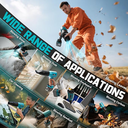 Leaf Blower Cordless Compatible with Makita 18V: Ecarke 800000RPM Portable Dust Cleaner, Electric Handheld Turbo Jet Blower Lightweight Brushless Motor for Patio Cleaning Garden Lawn Care (No Battery)